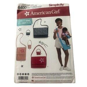 8400 Simplicity Girl's and 18" Doll PURSE American Girl Tote Straps Flaps New UC